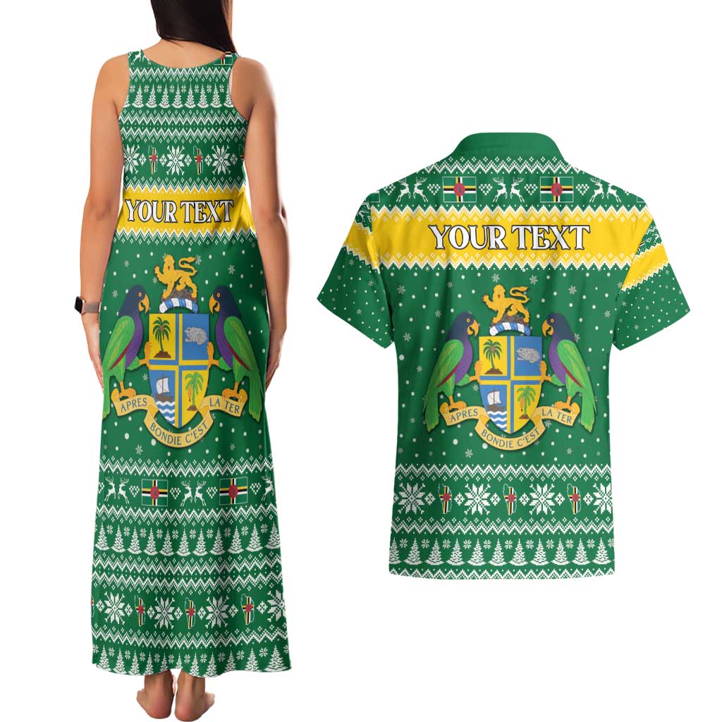 Personalized Dominica Christmas Couples Matching Tank Maxi Dress and Hawaiian Shirt Coat of Arms Style - Wonder Print Shop