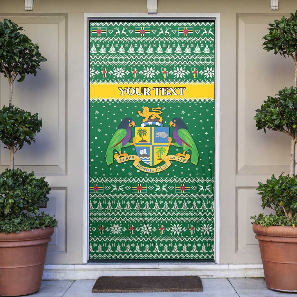 Personalized Dominica Christmas Door Cover Coat of Arms Style - Wonder Print Shop