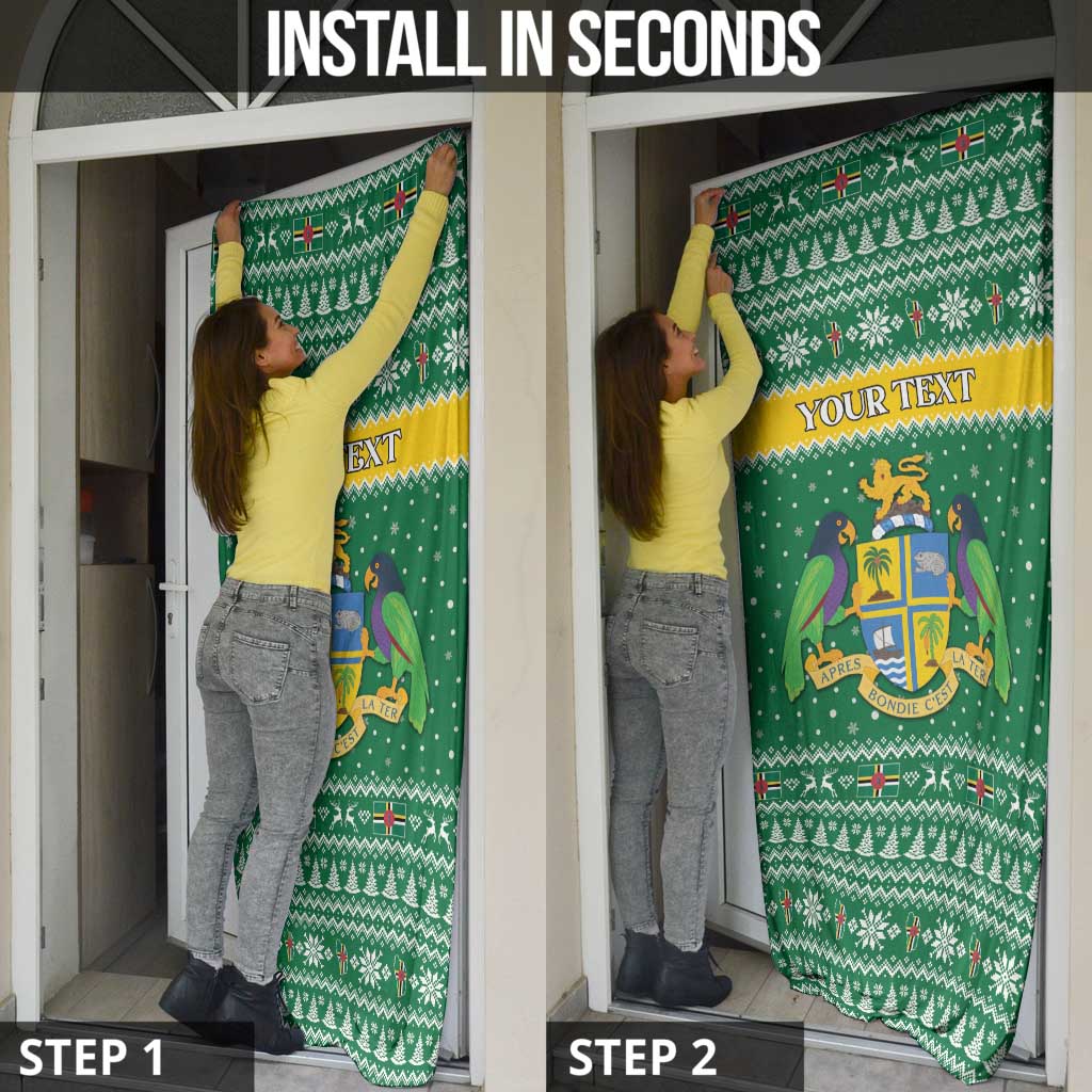 Personalized Dominica Christmas Door Cover Coat of Arms Style - Wonder Print Shop