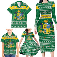 Personalized Dominica Christmas Family Matching Long Sleeve Bodycon Dress and Hawaiian Shirt Coat of Arms Style - Wonder Print Shop
