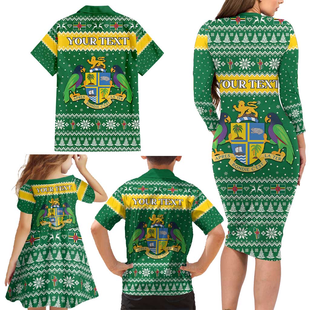 Personalized Dominica Christmas Family Matching Long Sleeve Bodycon Dress and Hawaiian Shirt Coat of Arms Style - Wonder Print Shop