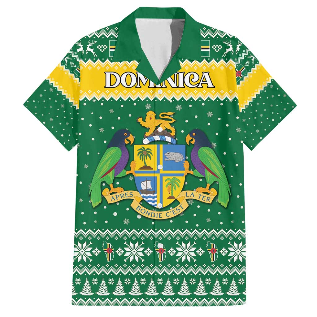 Personalized Dominica Christmas Family Matching Long Sleeve Bodycon Dress and Hawaiian Shirt Coat of Arms Style - Wonder Print Shop