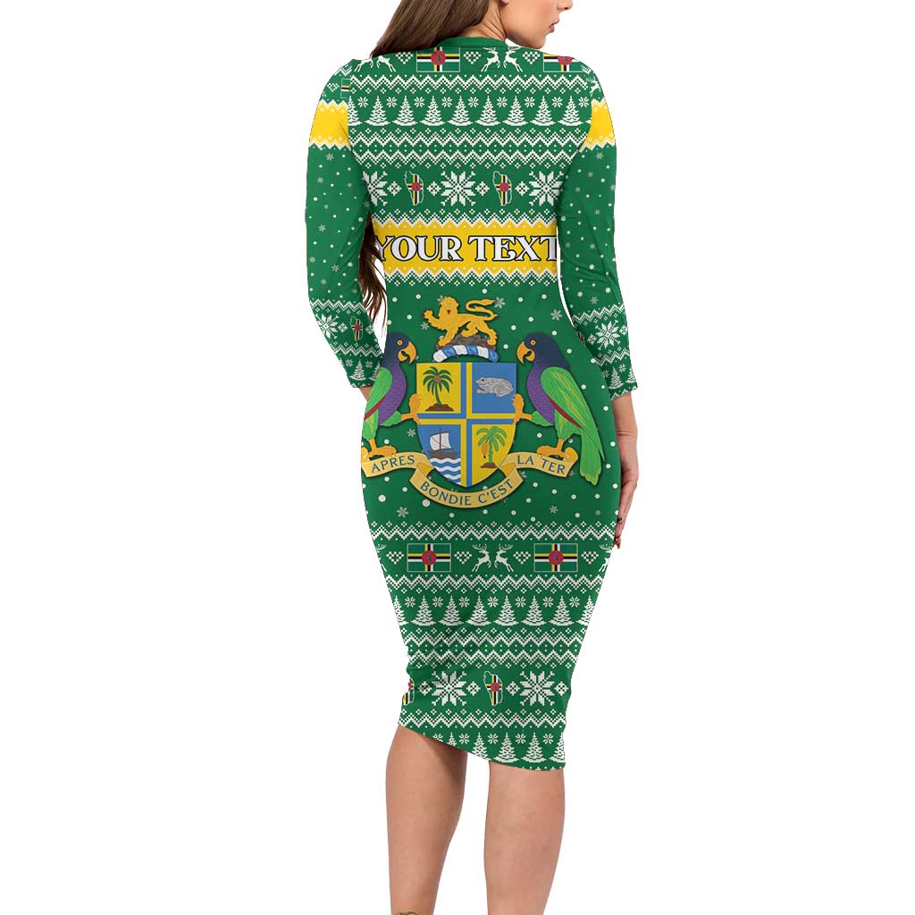 Personalized Dominica Christmas Family Matching Long Sleeve Bodycon Dress and Hawaiian Shirt Coat of Arms Style - Wonder Print Shop