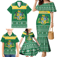 Personalized Dominica Christmas Family Matching Mermaid Dress and Hawaiian Shirt Coat of Arms Style - Wonder Print Shop