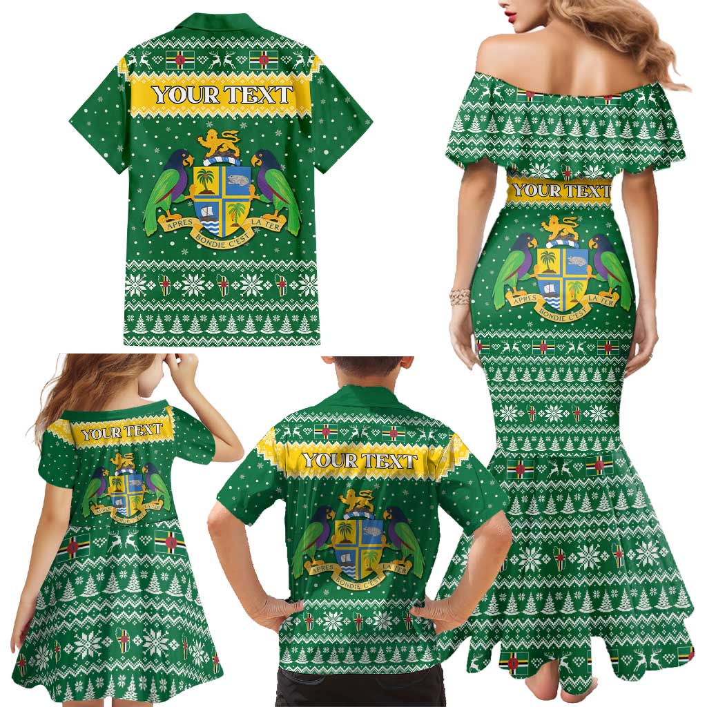 Personalized Dominica Christmas Family Matching Mermaid Dress and Hawaiian Shirt Coat of Arms Style - Wonder Print Shop