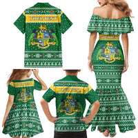 Personalized Dominica Christmas Family Matching Mermaid Dress and Hawaiian Shirt Coat of Arms Style - Wonder Print Shop