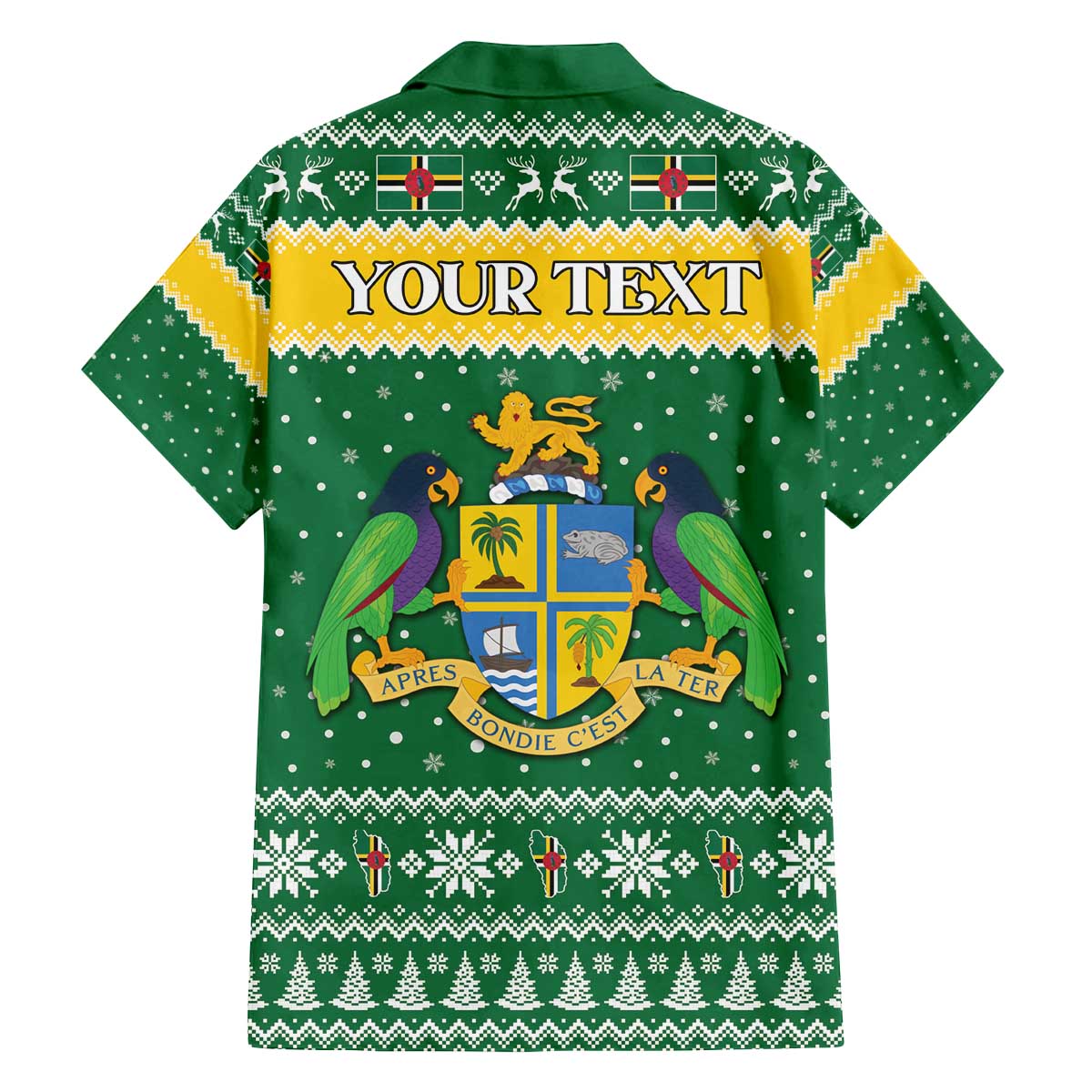 Personalized Dominica Christmas Family Matching Off The Shoulder Long Sleeve Dress and Hawaiian Shirt Coat of Arms Style - Wonder Print Shop