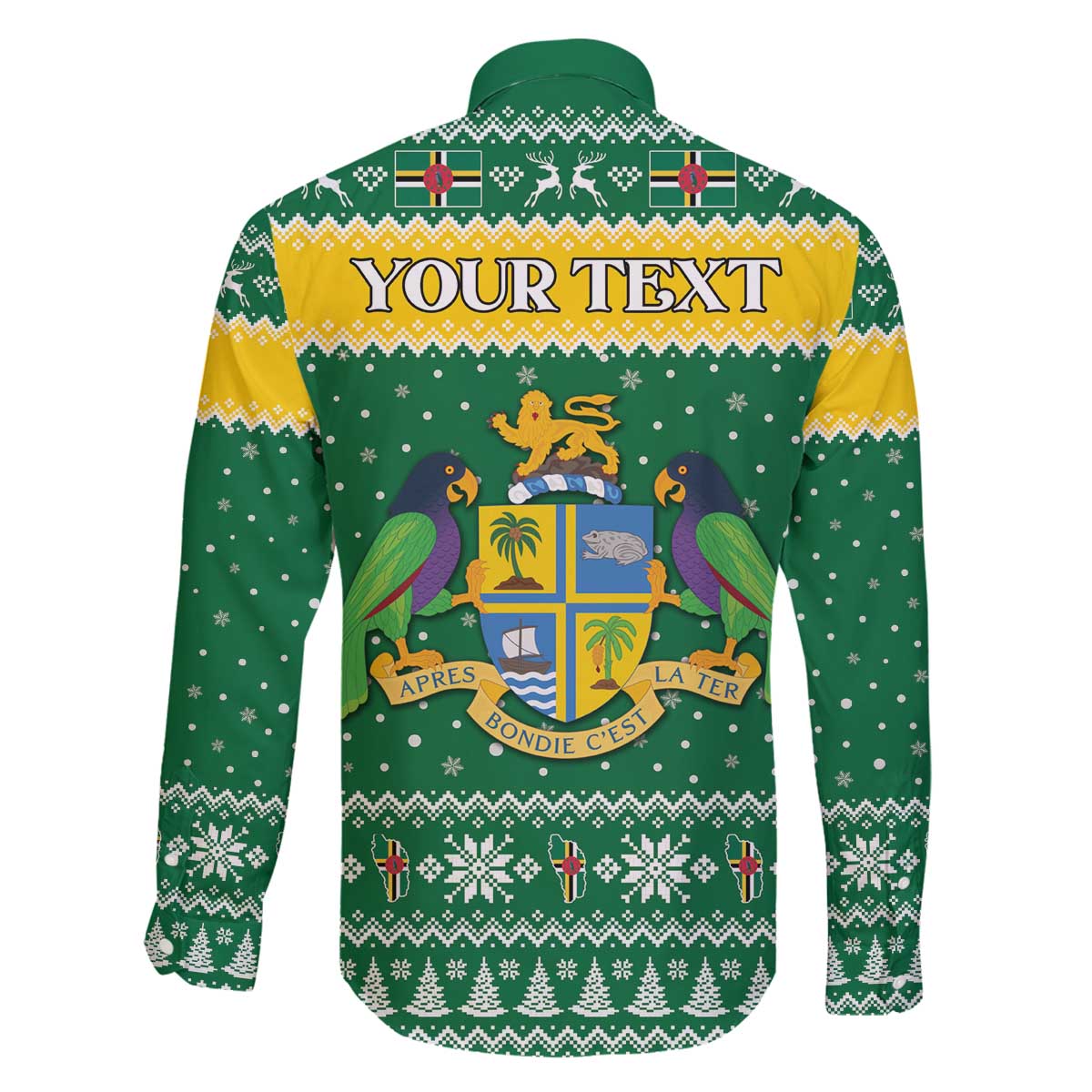 Personalized Dominica Christmas Family Matching Off The Shoulder Long Sleeve Dress and Hawaiian Shirt Coat of Arms Style - Wonder Print Shop