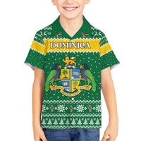 Personalized Dominica Christmas Family Matching Off The Shoulder Long Sleeve Dress and Hawaiian Shirt Coat of Arms Style - Wonder Print Shop