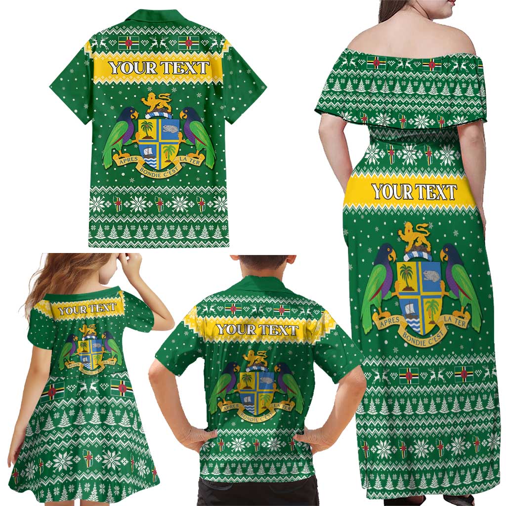 Personalized Dominica Christmas Family Matching Off Shoulder Maxi Dress and Hawaiian Shirt Coat of Arms Style - Wonder Print Shop