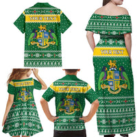 Personalized Dominica Christmas Family Matching Off Shoulder Maxi Dress and Hawaiian Shirt Coat of Arms Style - Wonder Print Shop