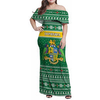 Personalized Dominica Christmas Family Matching Off Shoulder Maxi Dress and Hawaiian Shirt Coat of Arms Style - Wonder Print Shop