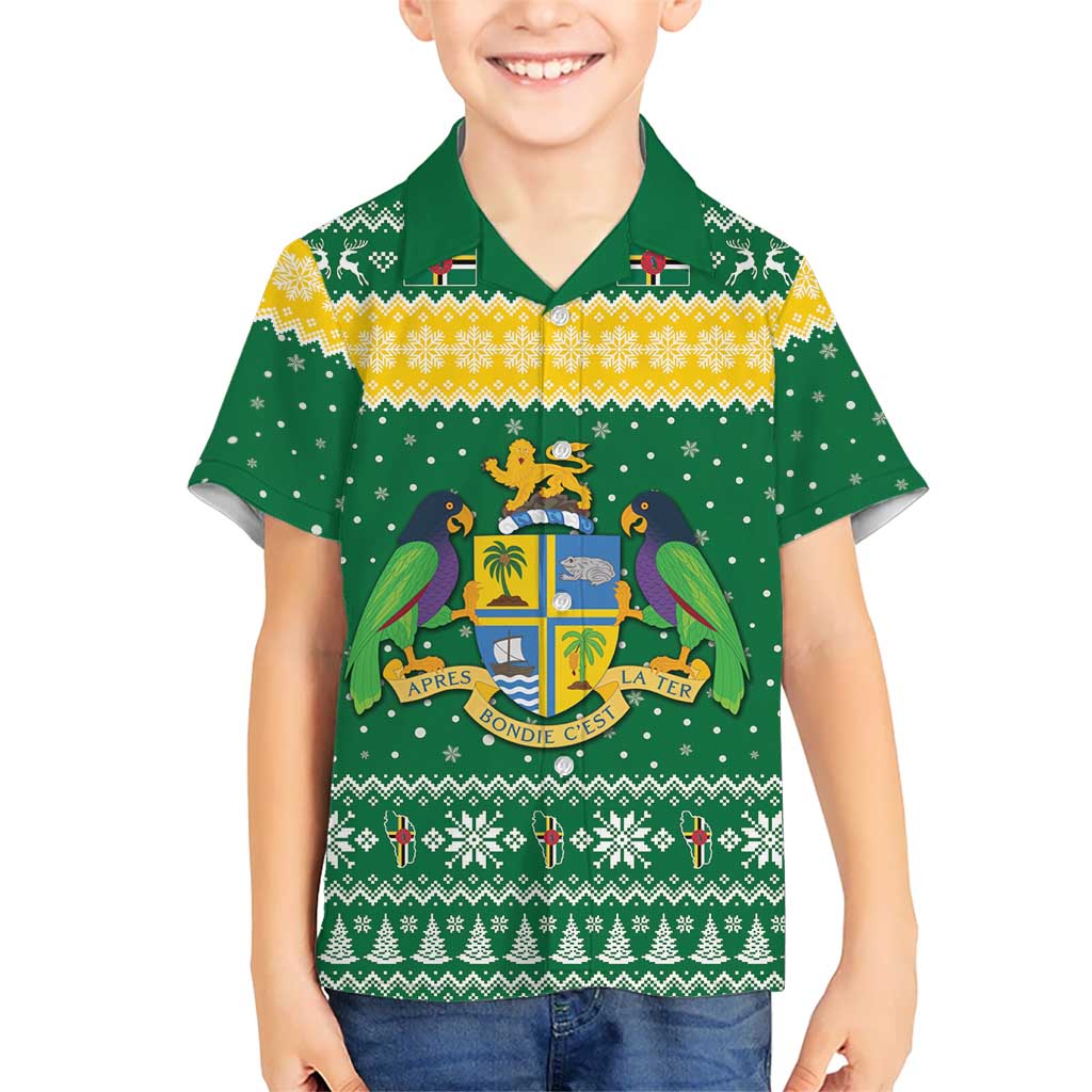 Personalized Dominica Christmas Family Matching Off Shoulder Maxi Dress and Hawaiian Shirt Coat of Arms Style - Wonder Print Shop