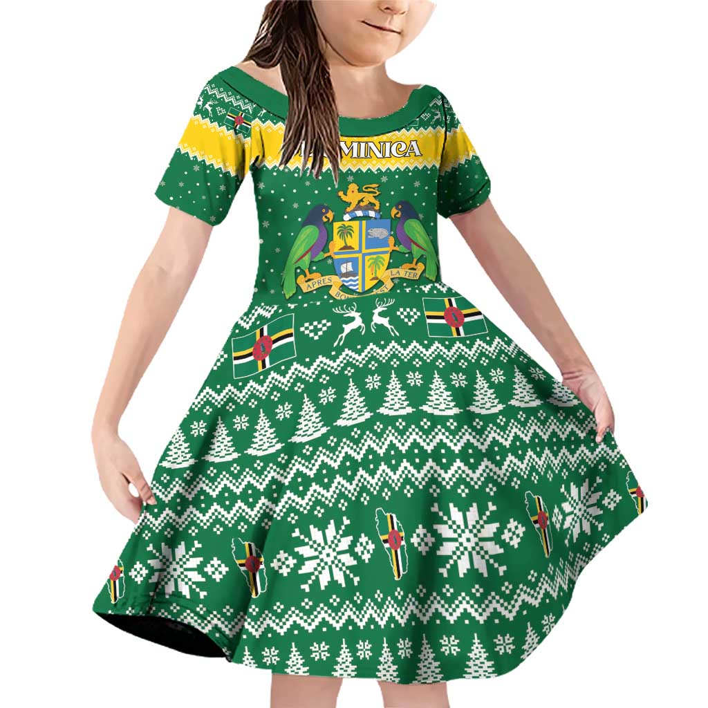 Personalized Dominica Christmas Family Matching Off Shoulder Short Dress and Hawaiian Shirt Coat of Arms Style - Wonder Print Shop
