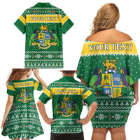 Personalized Dominica Christmas Family Matching Off Shoulder Short Dress and Hawaiian Shirt Coat of Arms Style - Wonder Print Shop