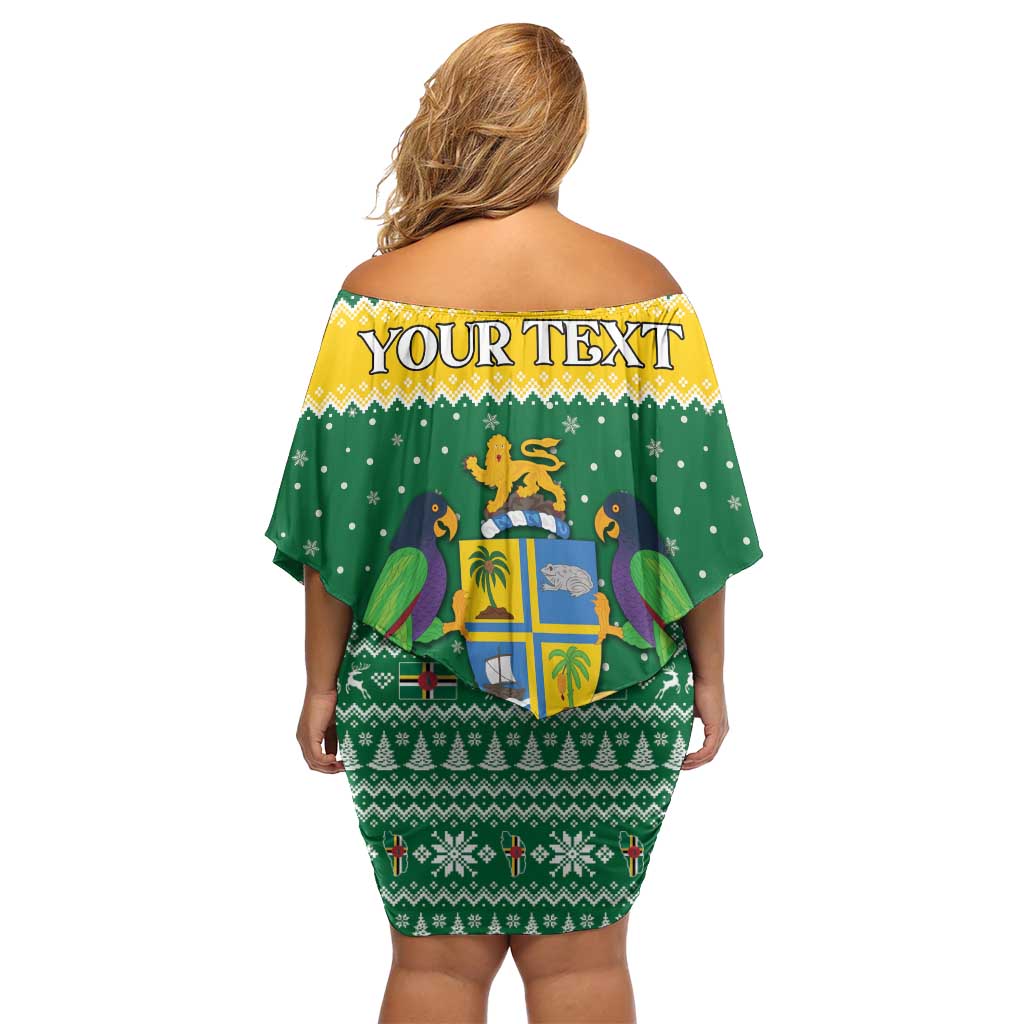 Personalized Dominica Christmas Family Matching Off Shoulder Short Dress and Hawaiian Shirt Coat of Arms Style - Wonder Print Shop