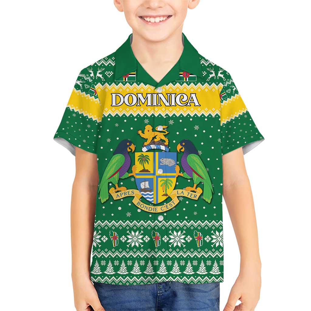 Personalized Dominica Christmas Family Matching Off Shoulder Short Dress and Hawaiian Shirt Coat of Arms Style - Wonder Print Shop