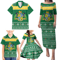 Personalized Dominica Christmas Family Matching Puletasi and Hawaiian Shirt Coat of Arms Style - Wonder Print Shop