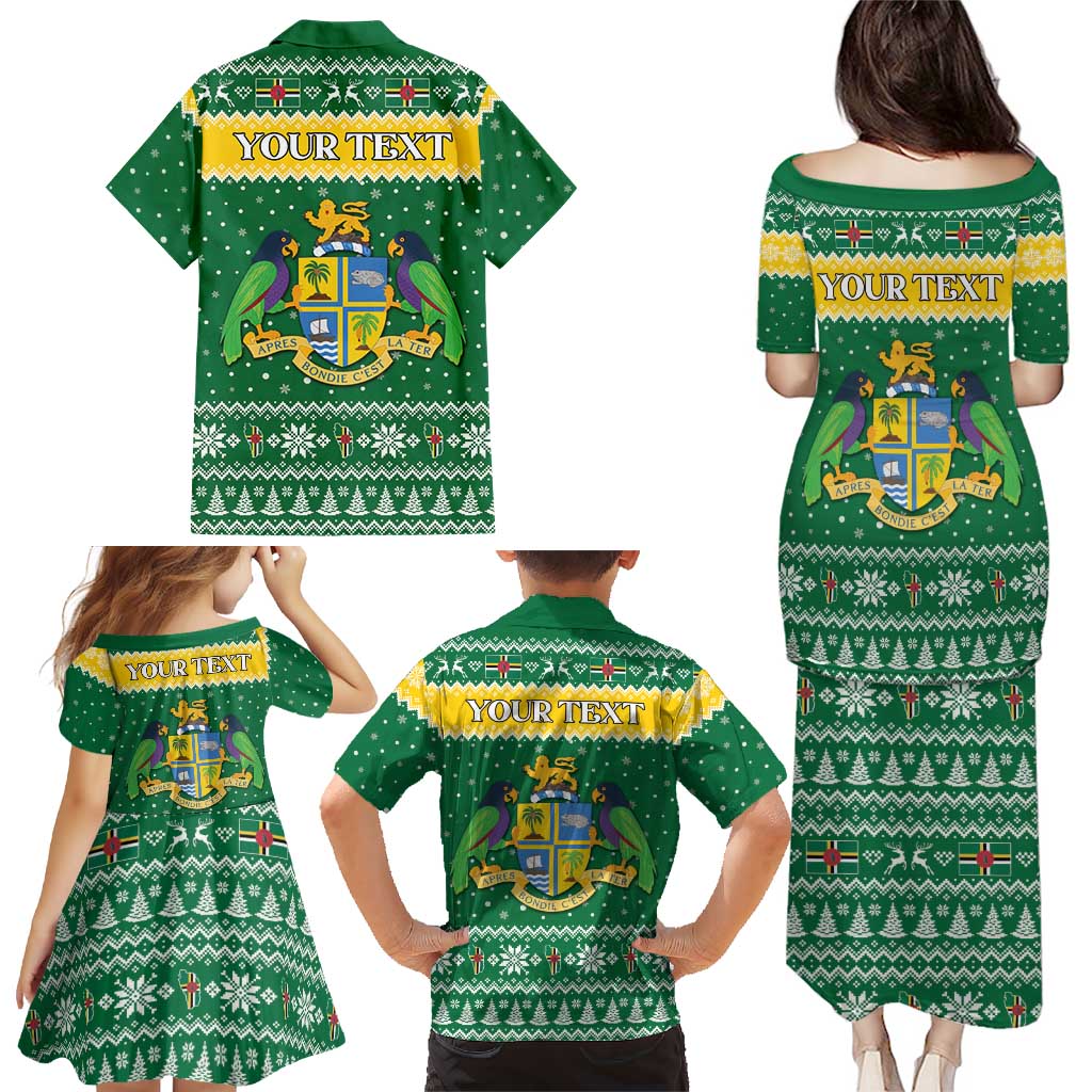 Personalized Dominica Christmas Family Matching Puletasi and Hawaiian Shirt Coat of Arms Style - Wonder Print Shop