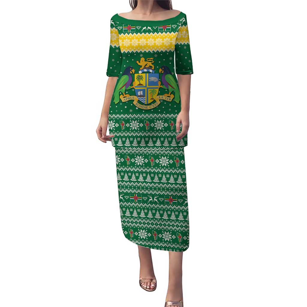 Personalized Dominica Christmas Family Matching Puletasi and Hawaiian Shirt Coat of Arms Style - Wonder Print Shop