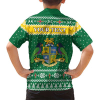 Personalized Dominica Christmas Family Matching Short Sleeve Bodycon Dress and Hawaiian Shirt Coat of Arms Style - Wonder Print Shop