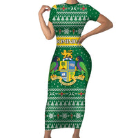 Personalized Dominica Christmas Family Matching Short Sleeve Bodycon Dress and Hawaiian Shirt Coat of Arms Style - Wonder Print Shop