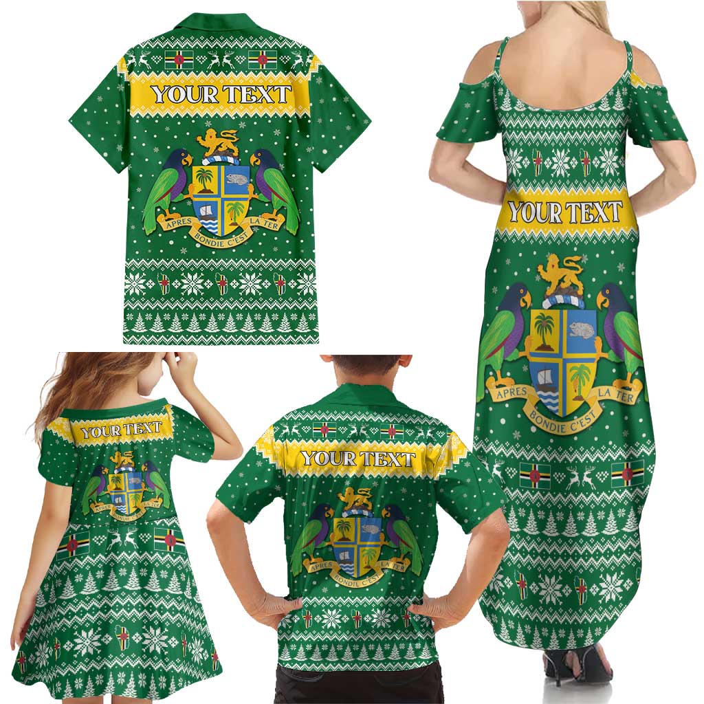 Personalized Dominica Christmas Family Matching Summer Maxi Dress and Hawaiian Shirt Coat of Arms Style - Wonder Print Shop