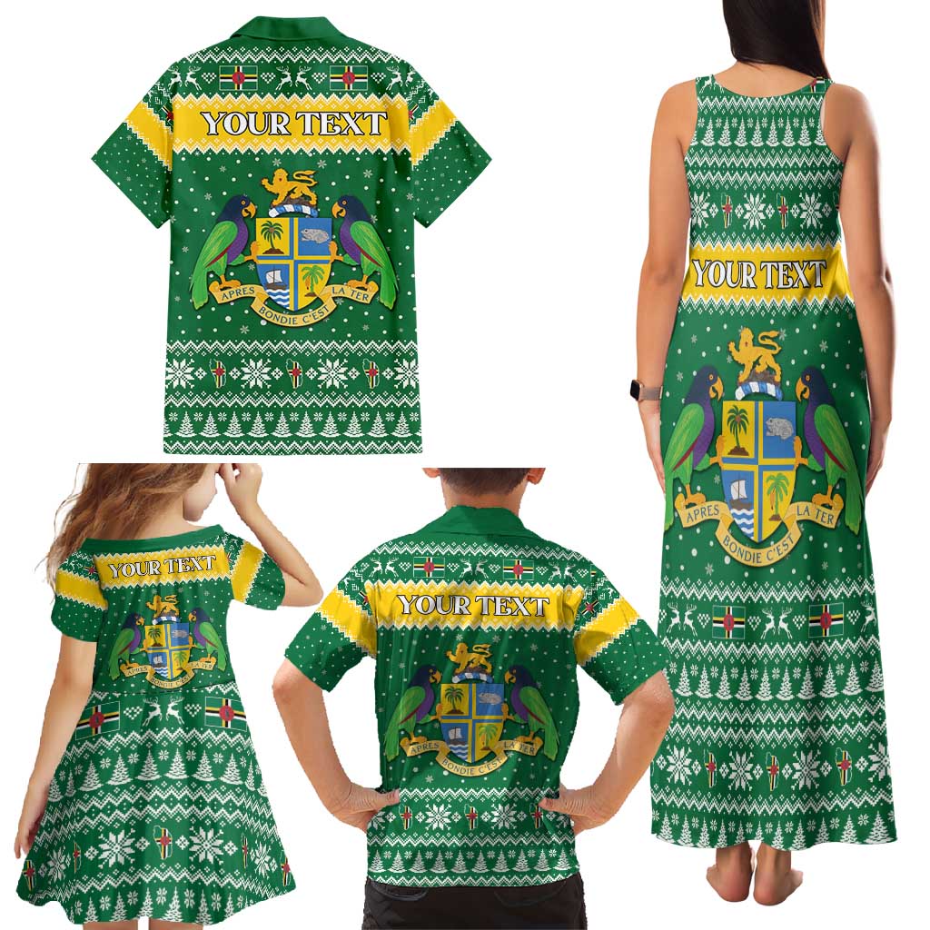 Personalized Dominica Christmas Family Matching Tank Maxi Dress and Hawaiian Shirt Coat of Arms Style - Wonder Print Shop