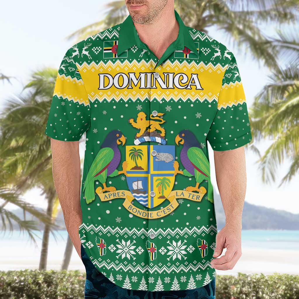 Personalized Dominica Christmas Hawaiian Shirt Coat of Arms Style - Wonder Print Shop