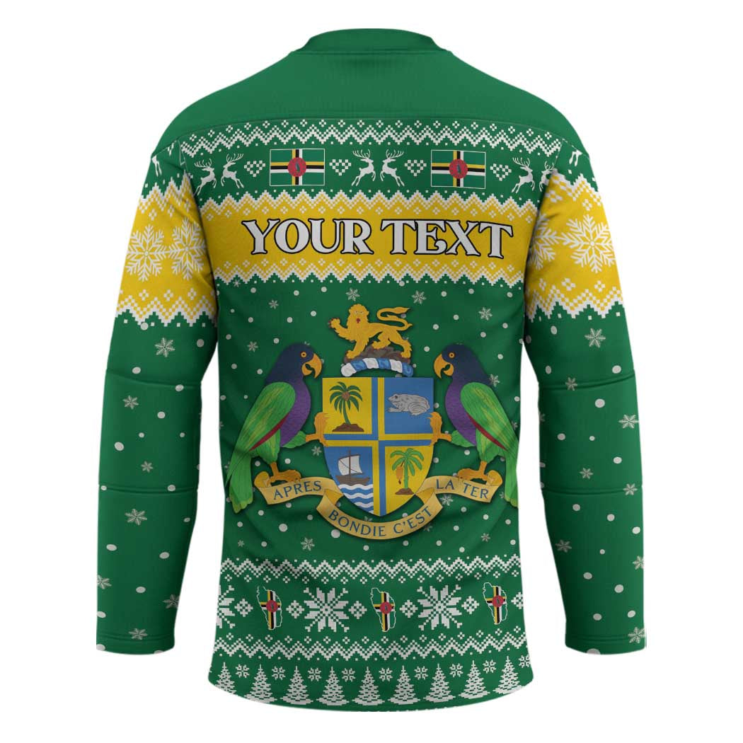Personalized Dominica Christmas Hockey Jersey Coat of Arms Style - Wonder Print Shop