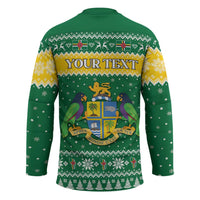 Personalized Dominica Christmas Hockey Jersey Coat of Arms Style - Wonder Print Shop