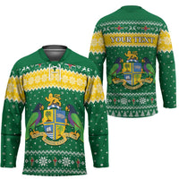 Personalized Dominica Christmas Hockey Jersey Coat of Arms Style - Wonder Print Shop