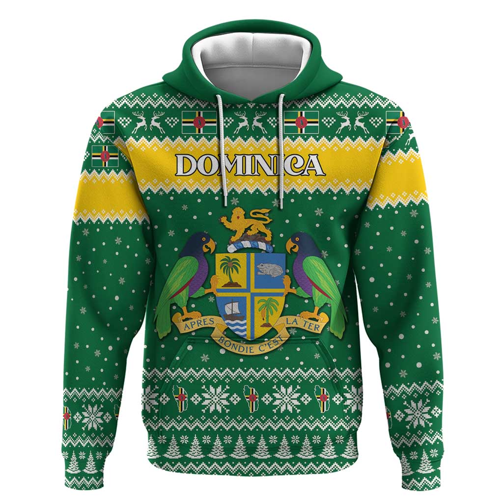 Personalized Dominica Christmas Hoodie Coat of Arms Style - Wonder Print Shop