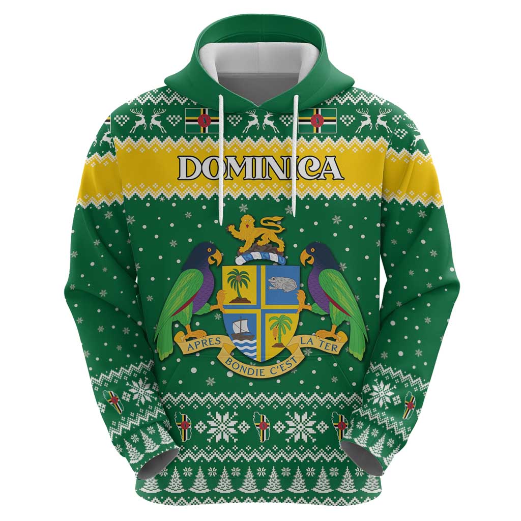 Personalized Dominica Christmas Hoodie Coat of Arms Style - Wonder Print Shop
