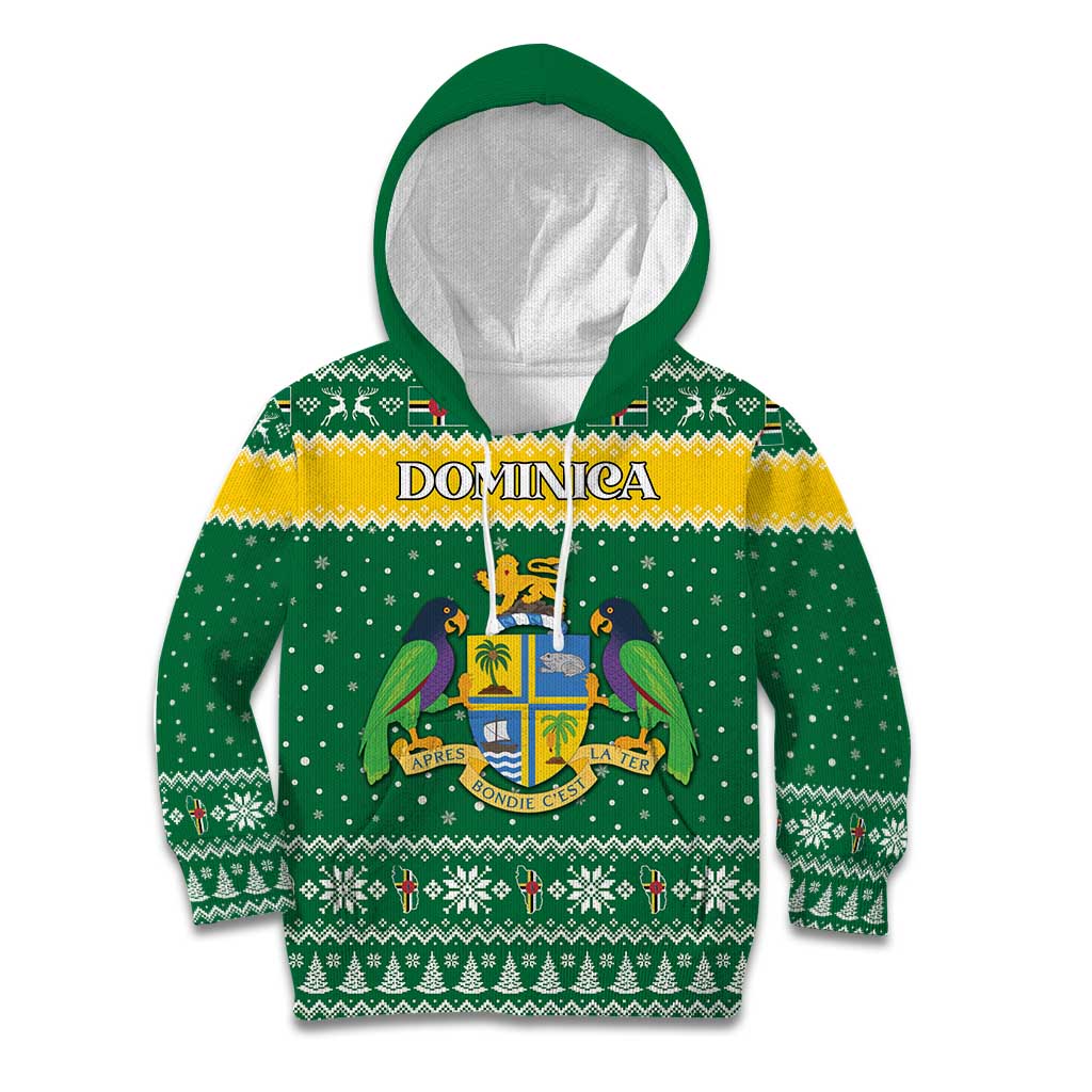 Personalized Dominica Christmas Kid Hoodie Coat of Arms Style - Wonder Print Shop