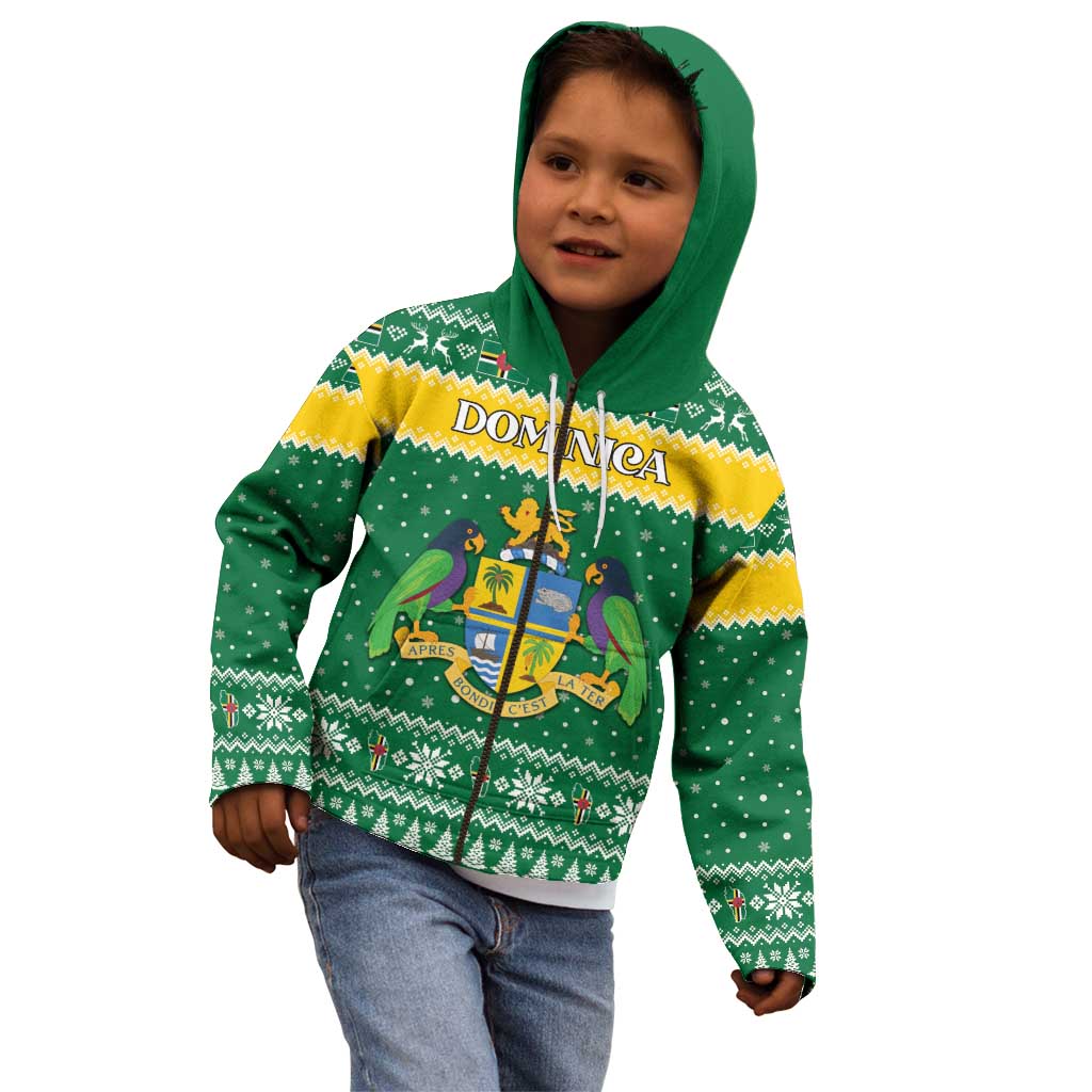 Personalized Dominica Christmas Kid Hoodie Coat of Arms Style - Wonder Print Shop