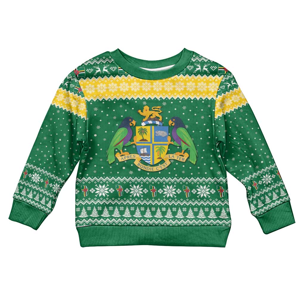 Personalized Dominica Christmas Kid Ugly Christmas Sweater Coat of Arms Style - Wonder Print Shop