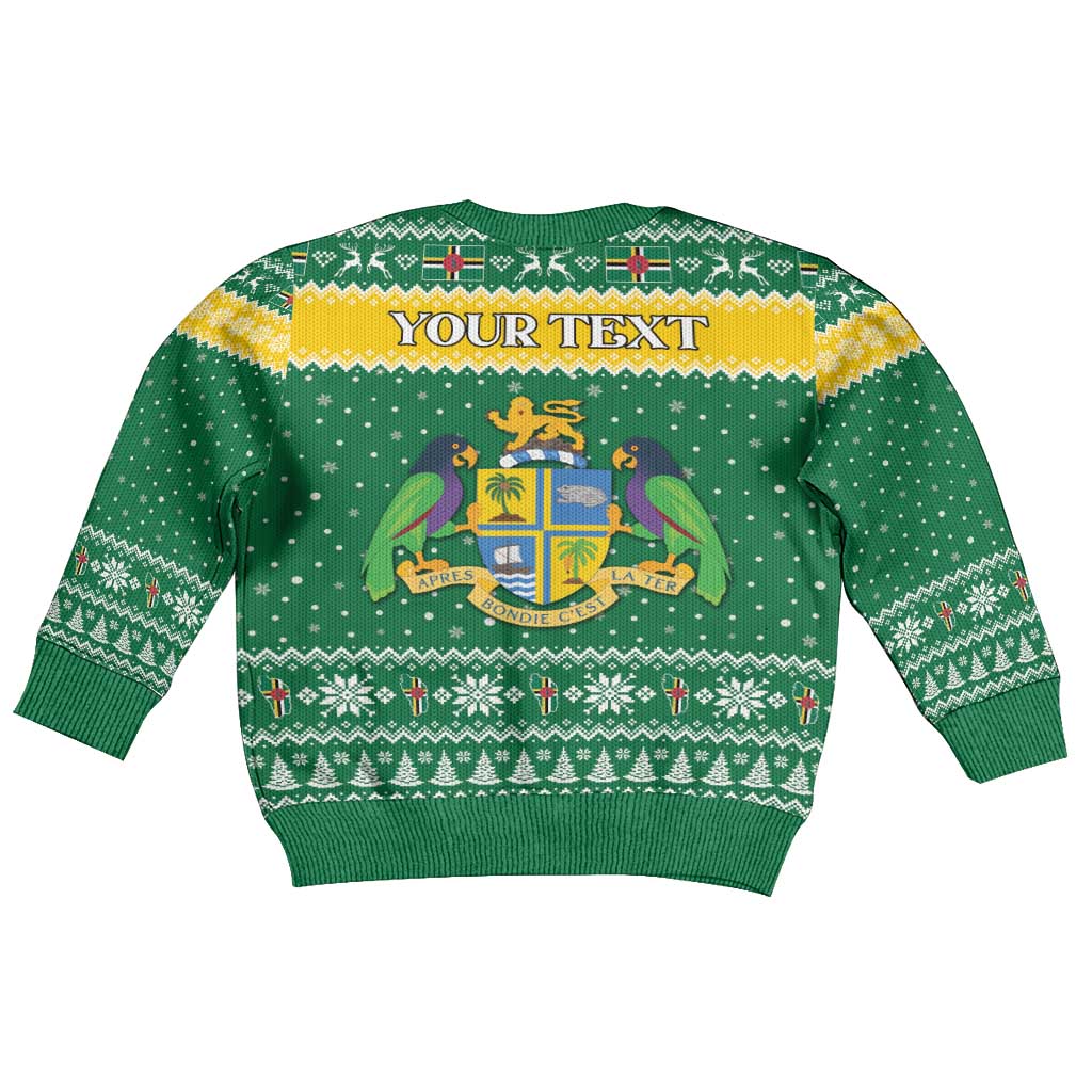 Personalized Dominica Christmas Kid Ugly Christmas Sweater Coat of Arms Style - Wonder Print Shop