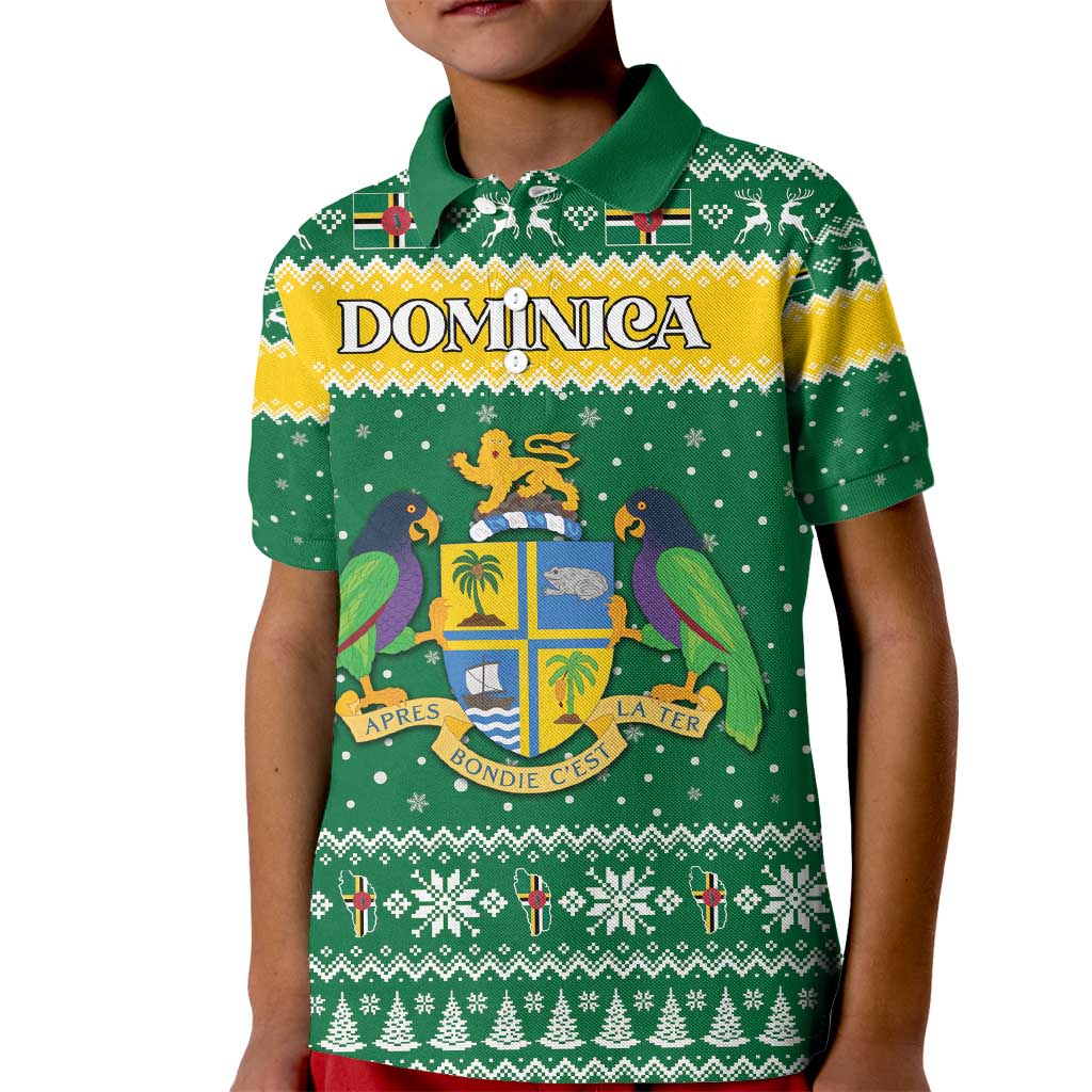 Personalized Dominica Christmas Kid Polo Shirt Coat of Arms Style - Wonder Print Shop