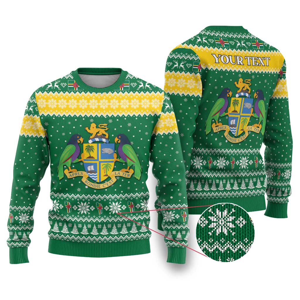 Personalized Dominica Christmas Ugly Christmas Sweater Coat of Arms Style - Wonder Print Shop