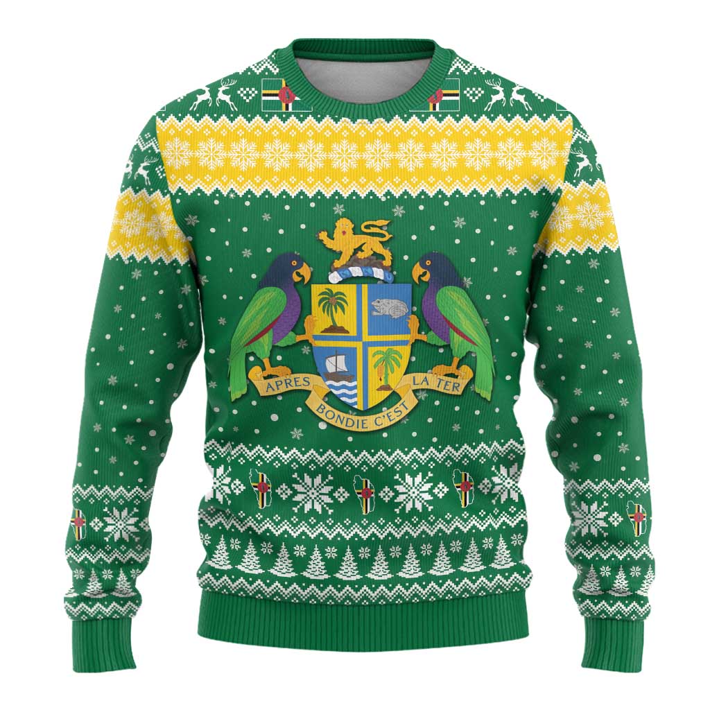 Personalized Dominica Christmas Ugly Christmas Sweater Coat of Arms Style - Wonder Print Shop