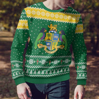 Personalized Dominica Christmas Ugly Christmas Sweater Coat of Arms Style - Wonder Print Shop