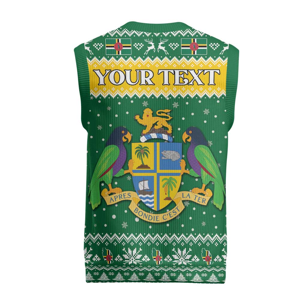 Personalized Dominica Christmas Knitted V-Neck Vest Coat of Arms Style - Wonder Print Shop