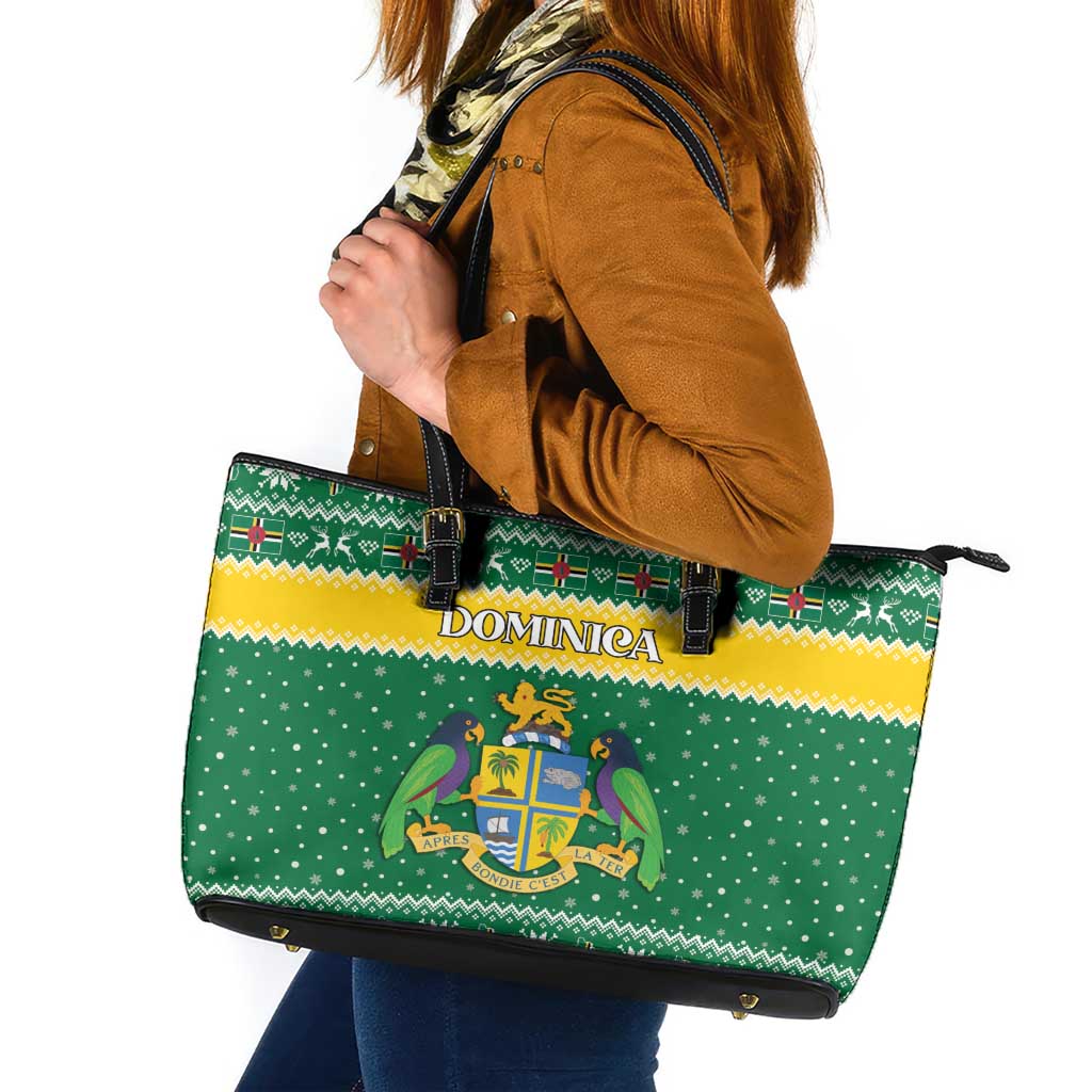 Dominica Christmas Leather Tote Bag Coat of Arms Style - Wonder Print Shop