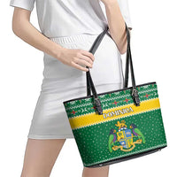 Dominica Christmas Leather Tote Bag Coat of Arms Style - Wonder Print Shop