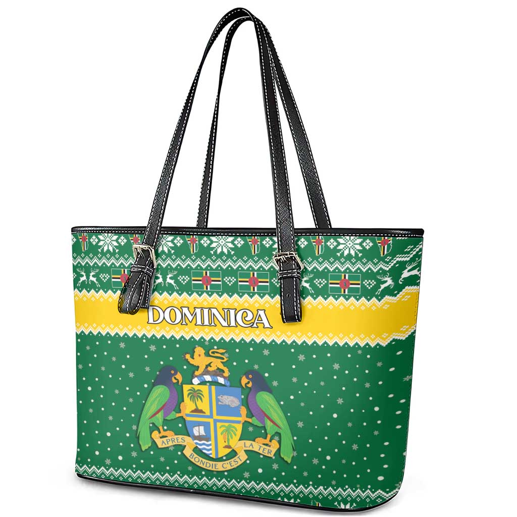 Dominica Christmas Leather Tote Bag Coat of Arms Style - Wonder Print Shop