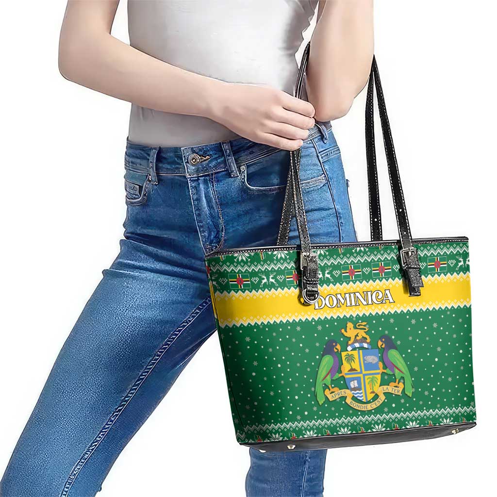 Dominica Christmas Leather Tote Bag Coat of Arms Style - Wonder Print Shop