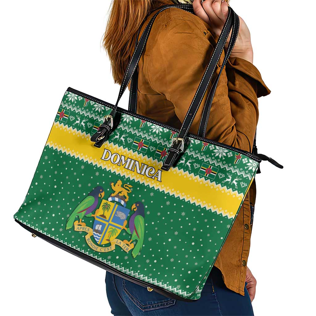 Dominica Christmas Leather Tote Bag Coat of Arms Style - Wonder Print Shop