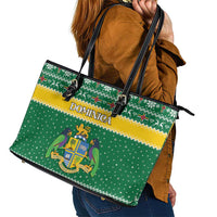 Dominica Christmas Leather Tote Bag Coat of Arms Style - Wonder Print Shop