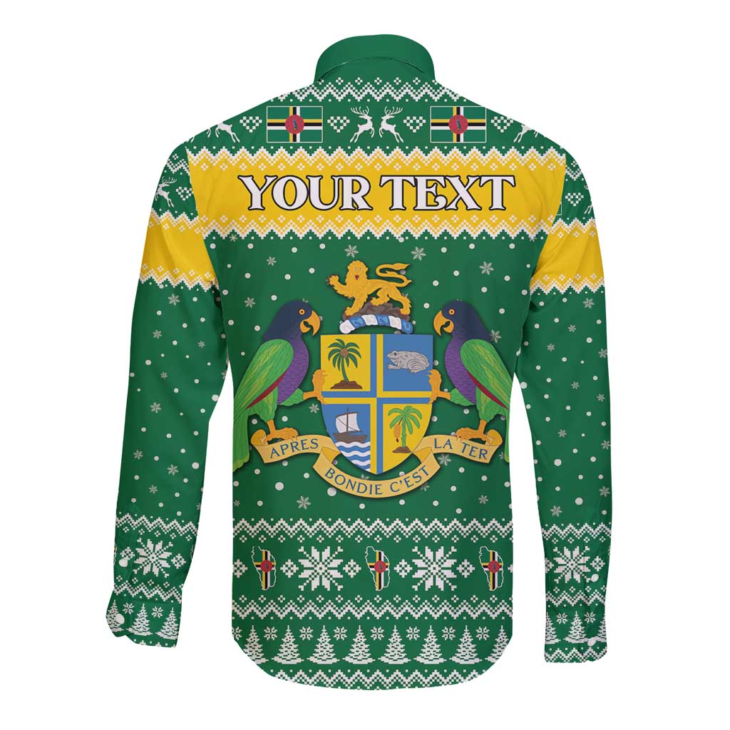 Personalized Dominica Christmas Long Sleeve Button Shirt Coat of Arms Style - Wonder Print Shop